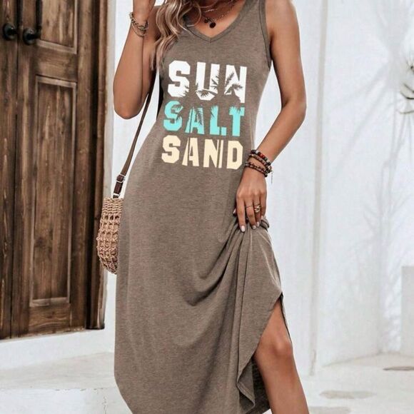 SHEIN Brown Sleeveless Beach Dress - Picture 1 of 5